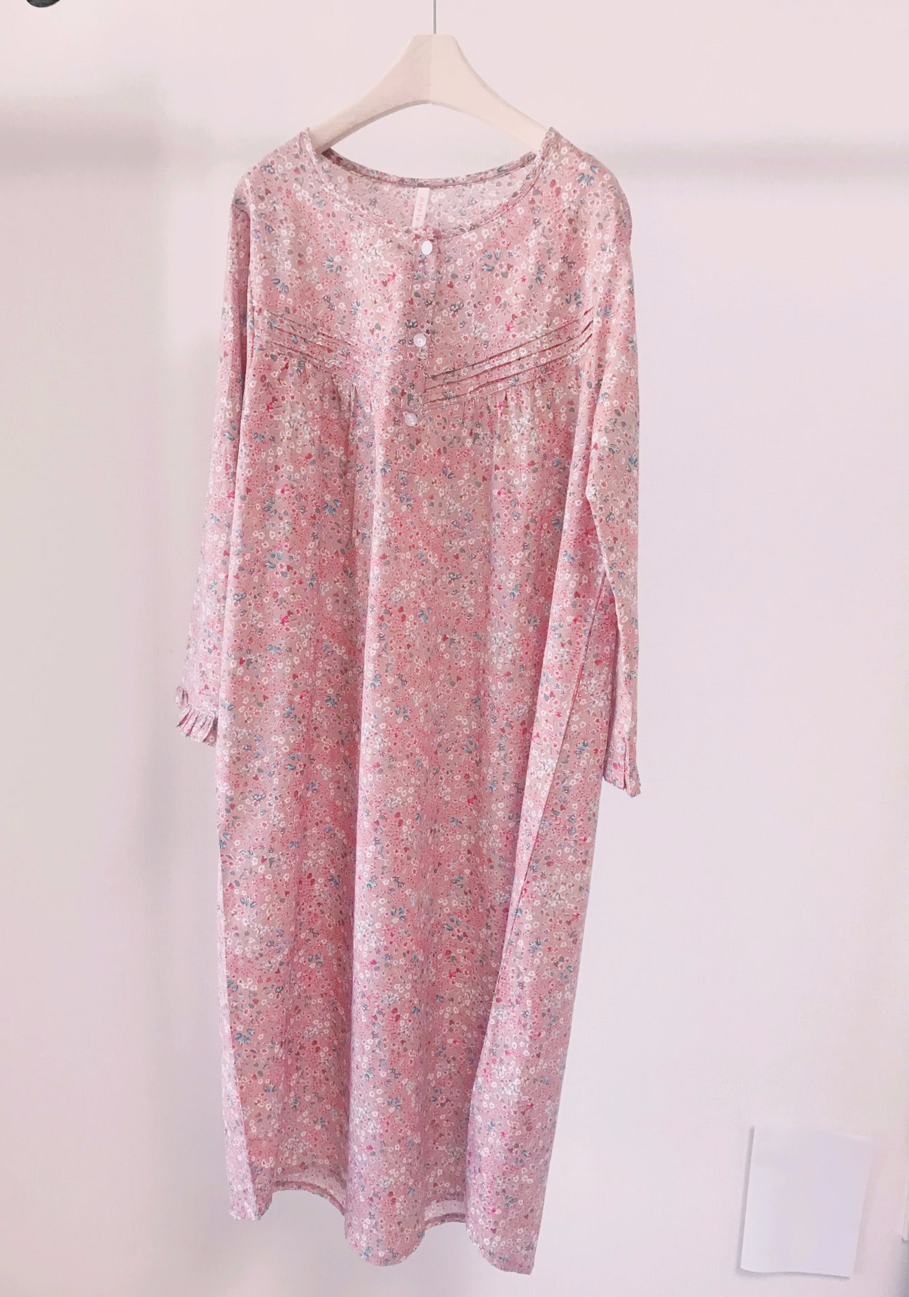 New 60 long sleeved pajamas sleeveless dress pink,