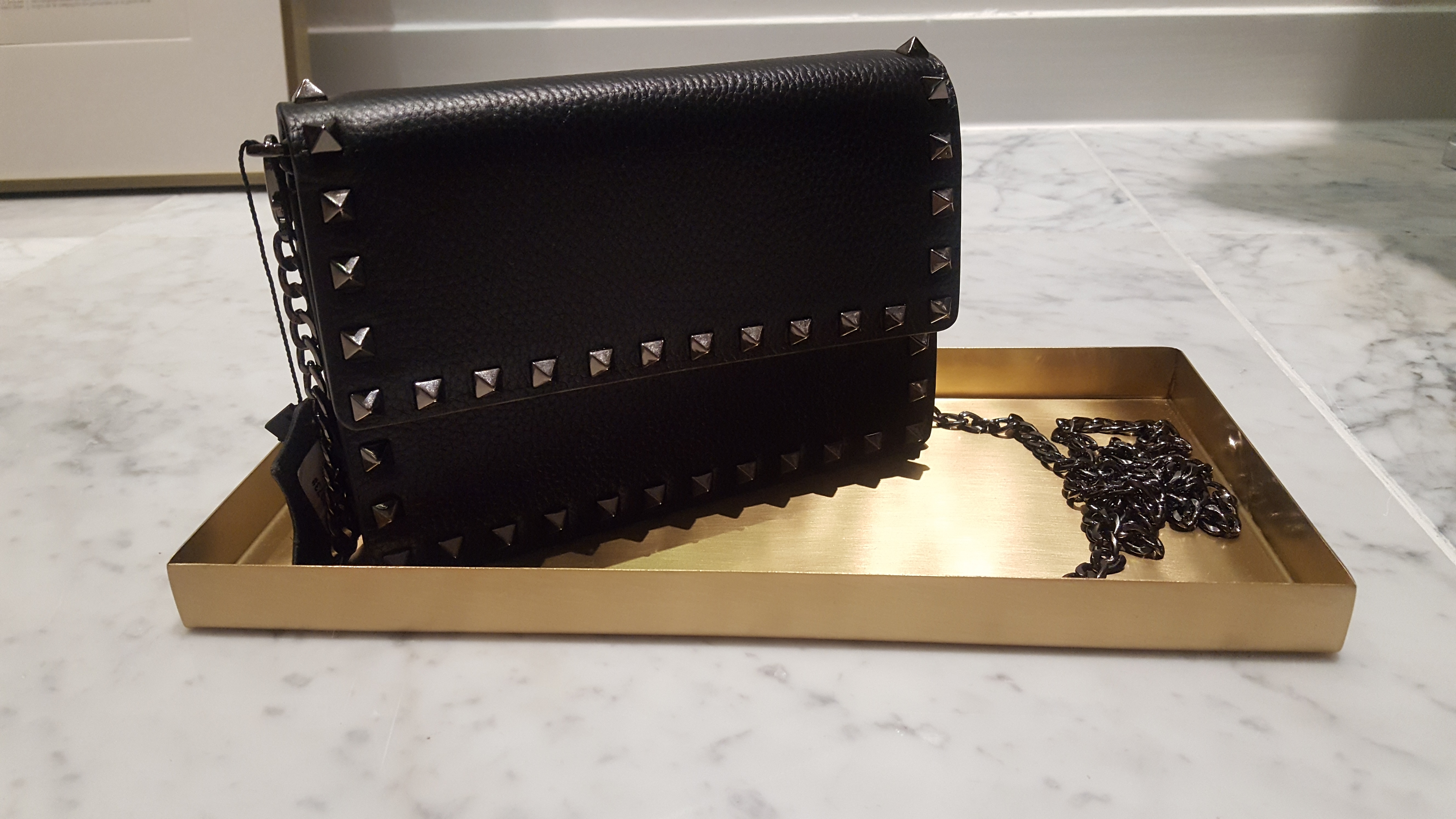 New Stud Black Chain Mini Bag Clutch Back Cross Ba