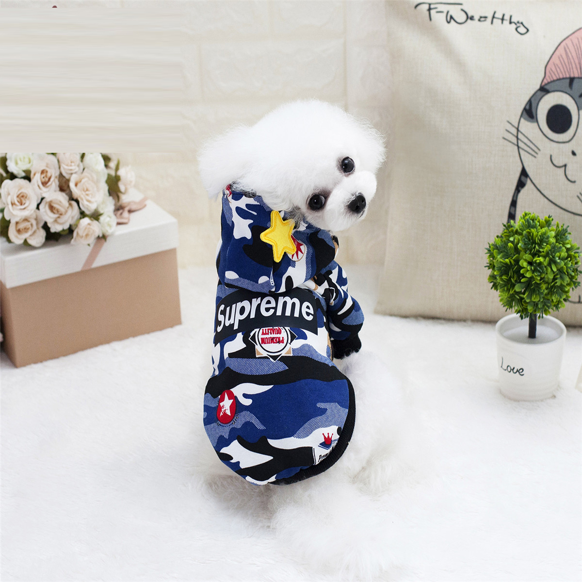 NEW DOG FASHION Supreme Military Dog Hoodie Jumper