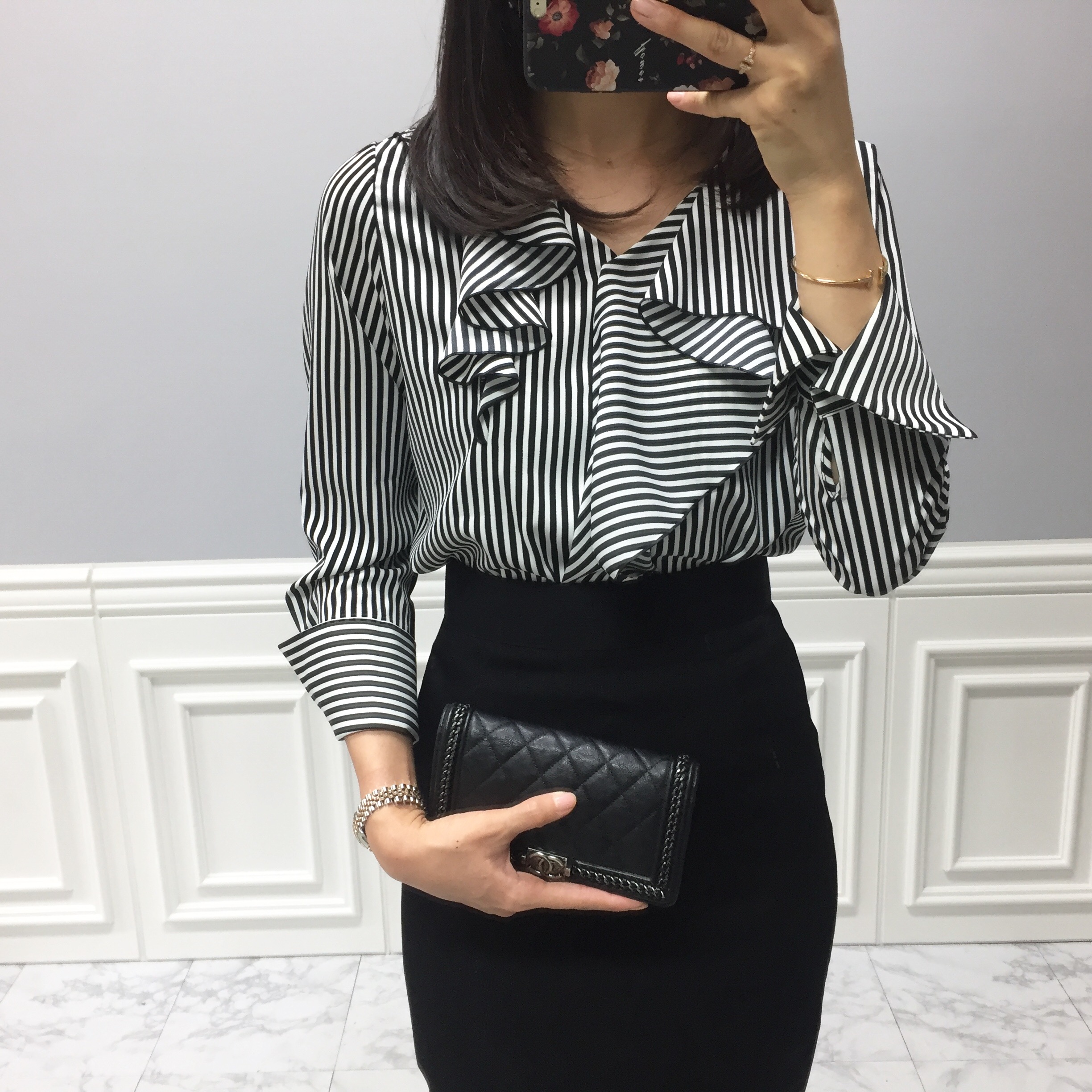 NEW FASHION LADY GIRL Blouse Striped Frill Blouse