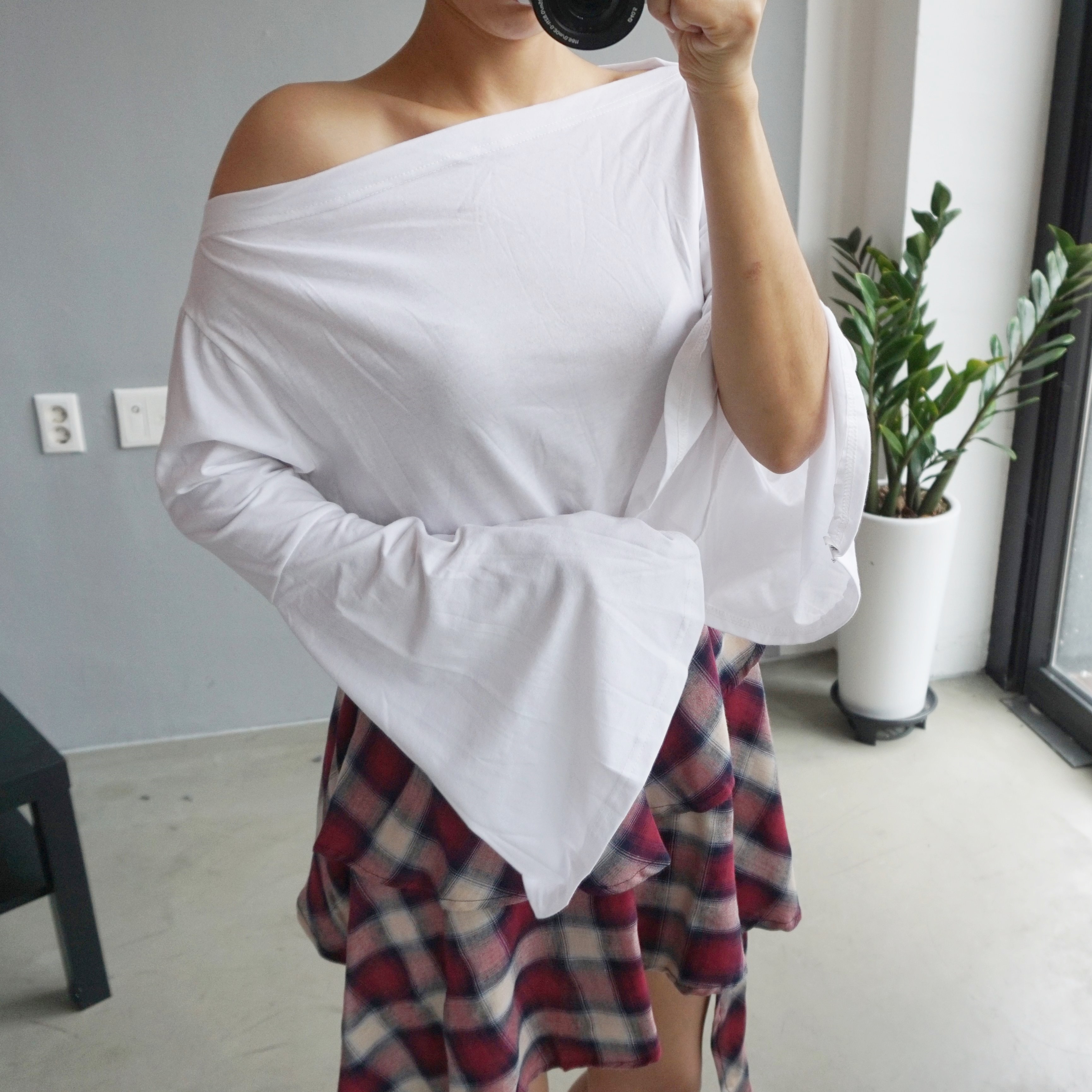 Gingham Checked Bands Uncut Canker Ruffle Mini Ski