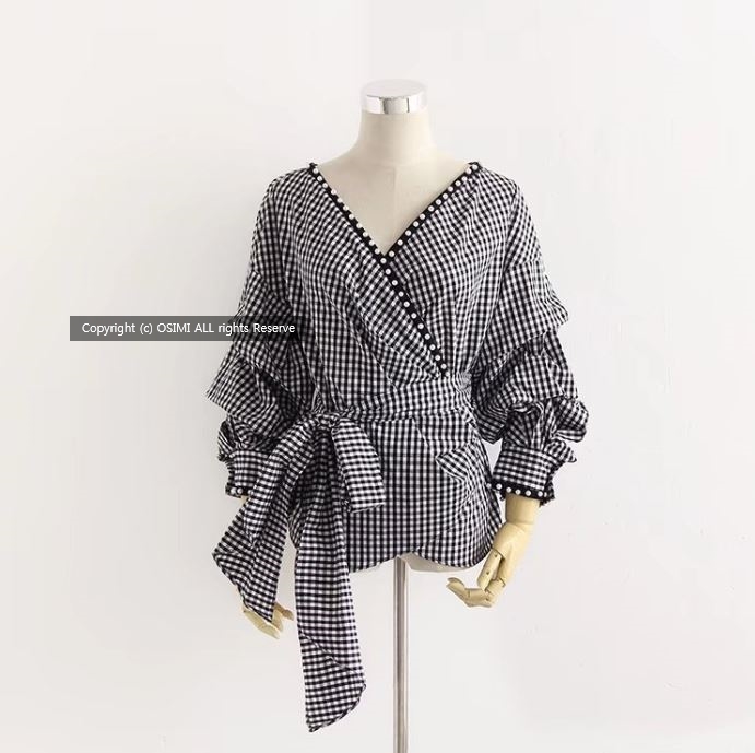 Women Blouses Fashionable! chlo check pearl volume