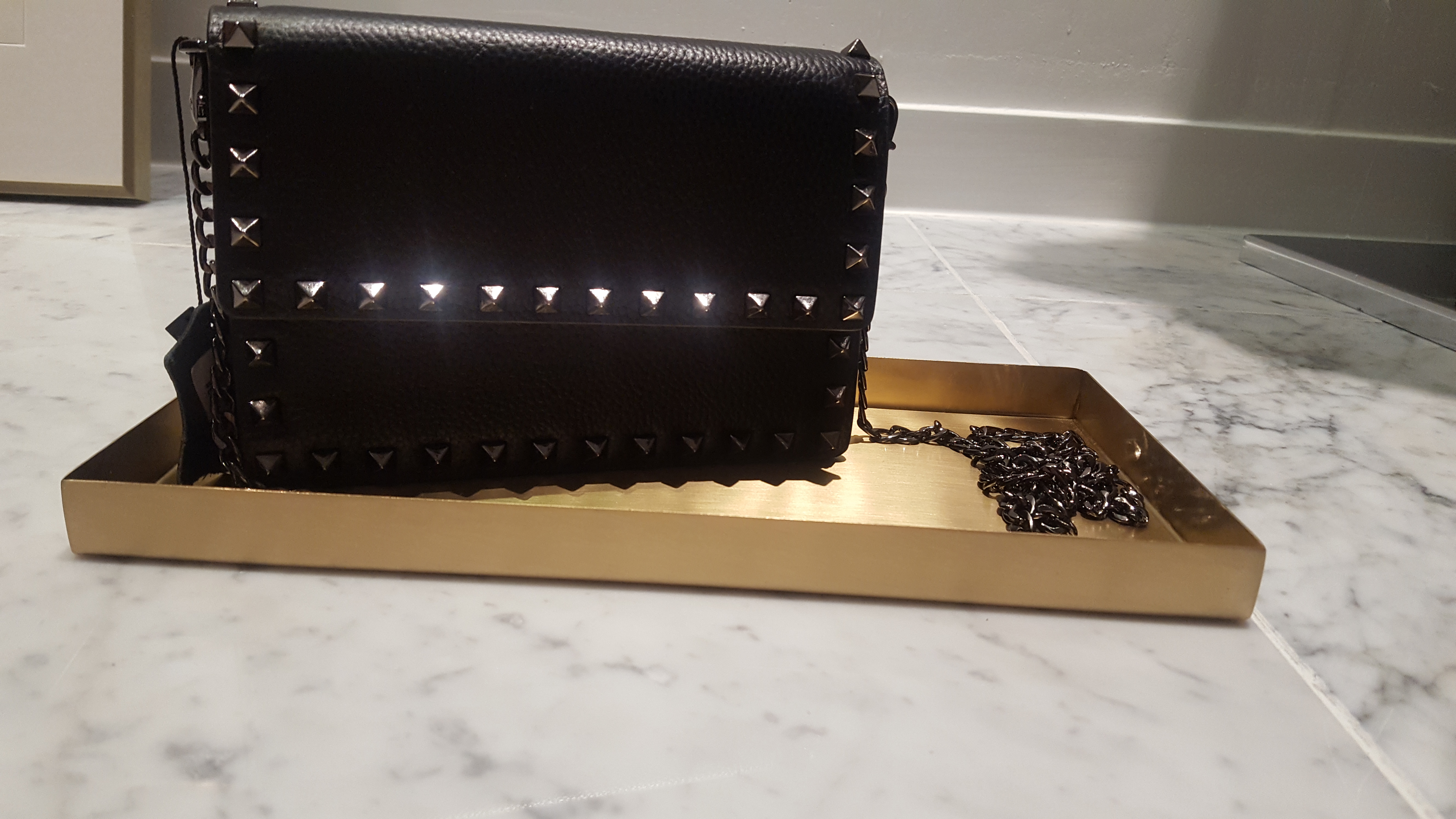 New Stud Black Chain Mini Bag Clutch Back Cross Ba