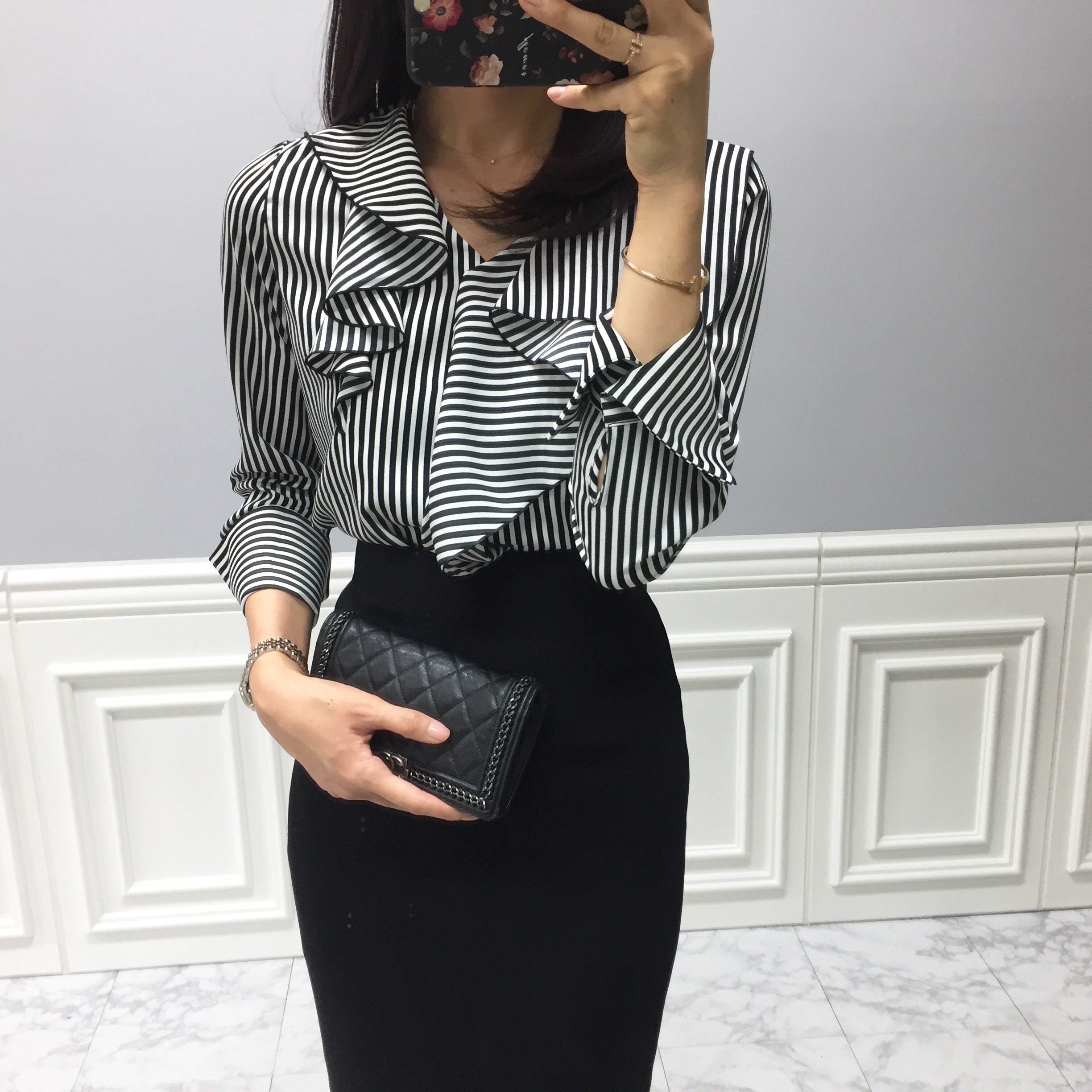 NEW FASHION LADY GIRL Blouse Striped Frill Blouse