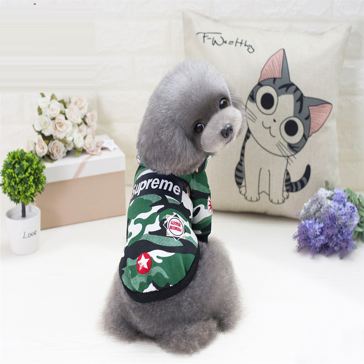 NEW DOG FASHION Supreme Military Dog Hoodie Jumper