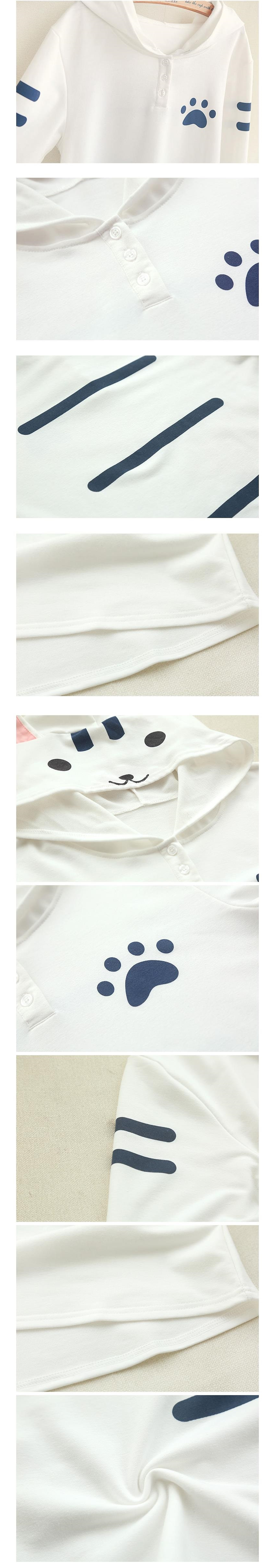 Cat Hooded Long Sleeve T-Shirt Girls Cute T-Shirts