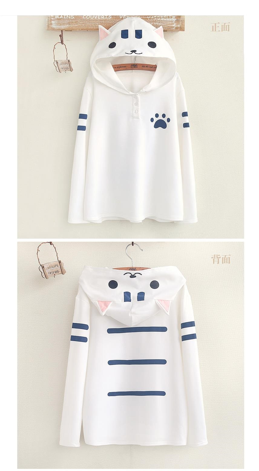 Cat Hooded Long Sleeve T-Shirt Girls Cute T-Shirts