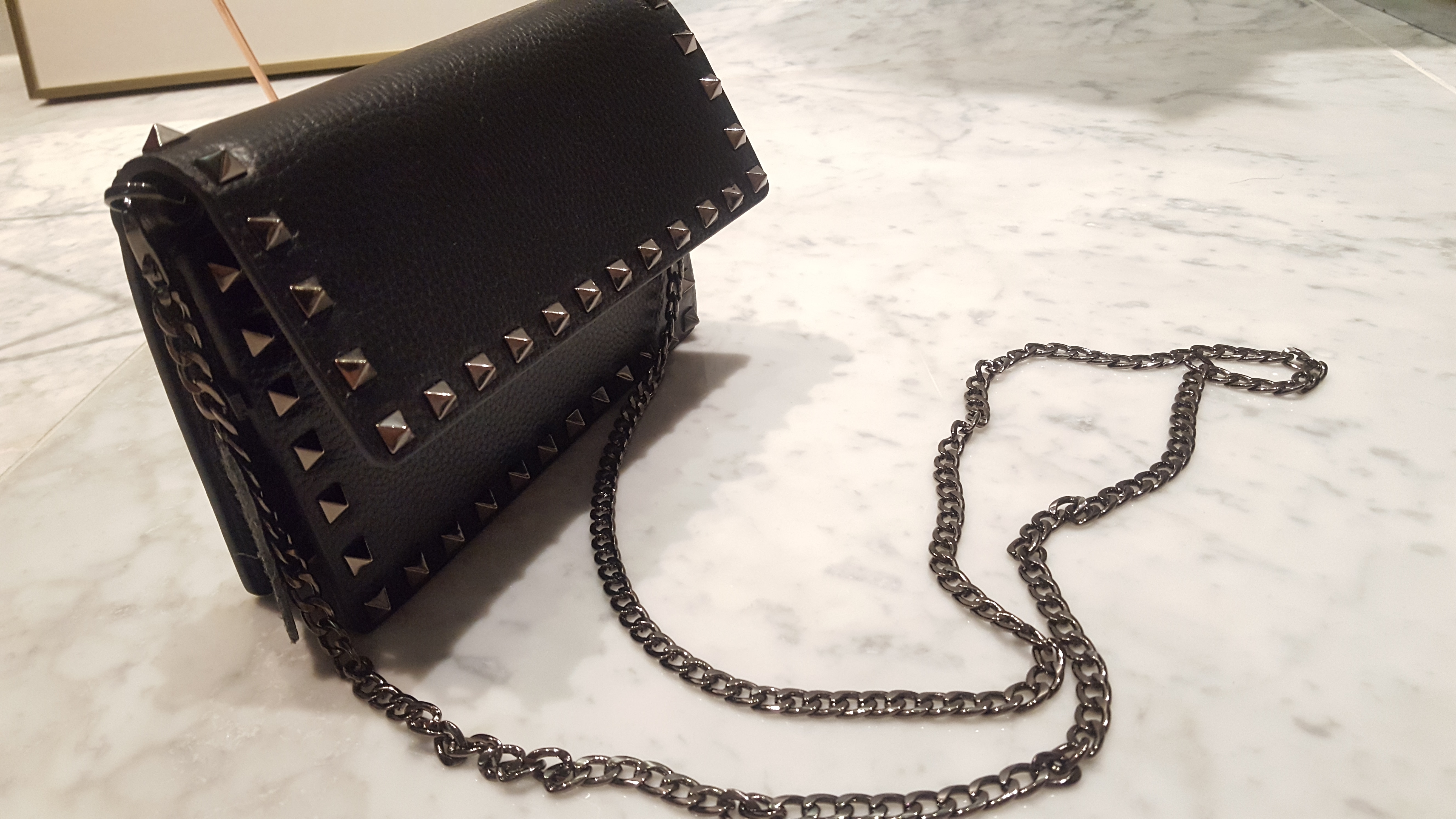 New Stud Black Chain Mini Bag Clutch Back Cross Ba