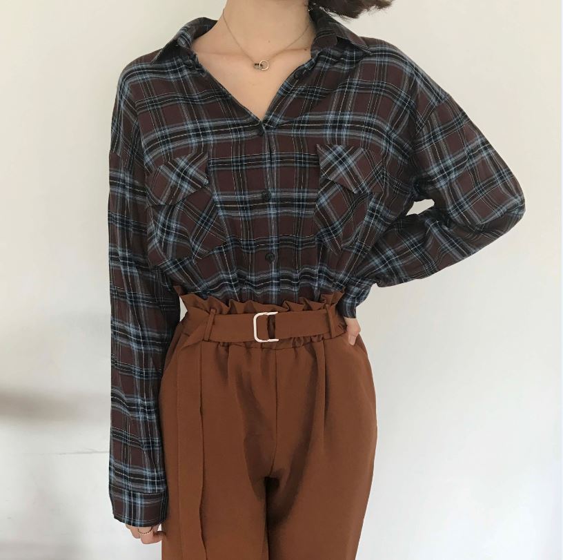 New Women's Pants High waist 9 part wide belt s