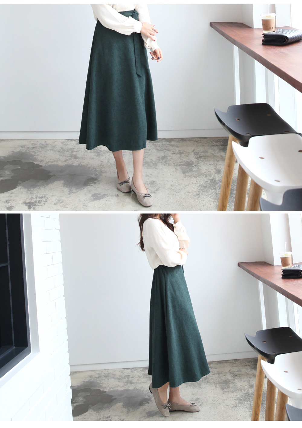 Knicks A line bending long skirt 30s female flare 