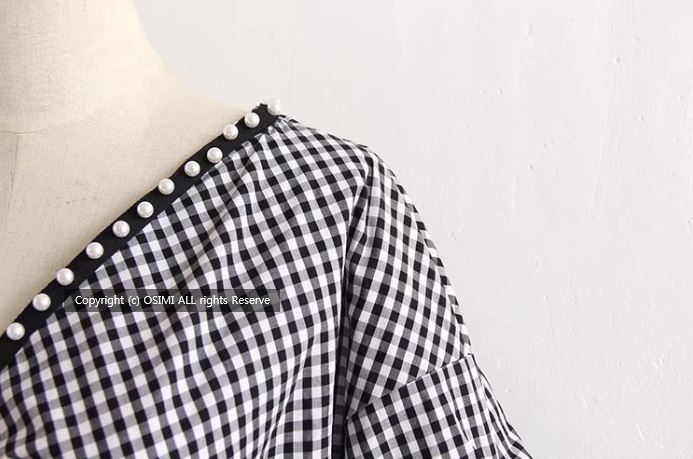 Women Blouses Fashionable! chlo check pearl volume