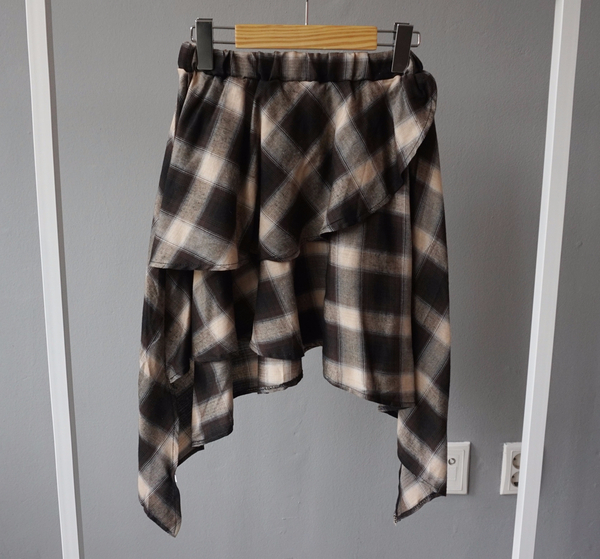 Gingham Checked Bands Uncut Canker Ruffle Mini Ski