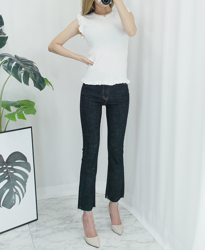 Women Jeans Pants Ji Qing Van Half Boots Cut Women