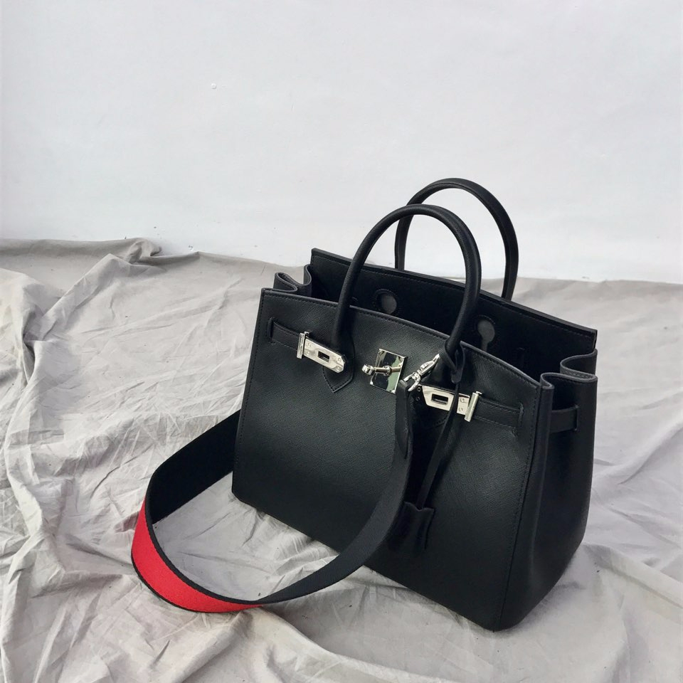 New Women's Bags Strap Birkin Bag Leather Tote 