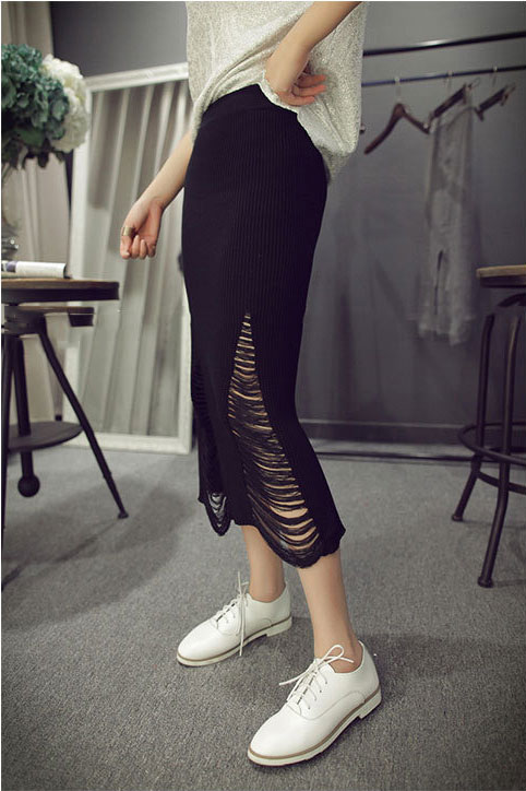 H line knit long skirt Daily look casual look Coor