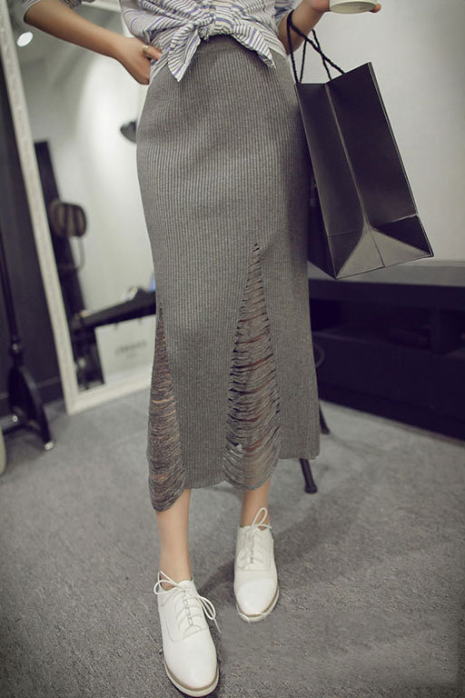 H line knit long skirt Daily look casual look Coor