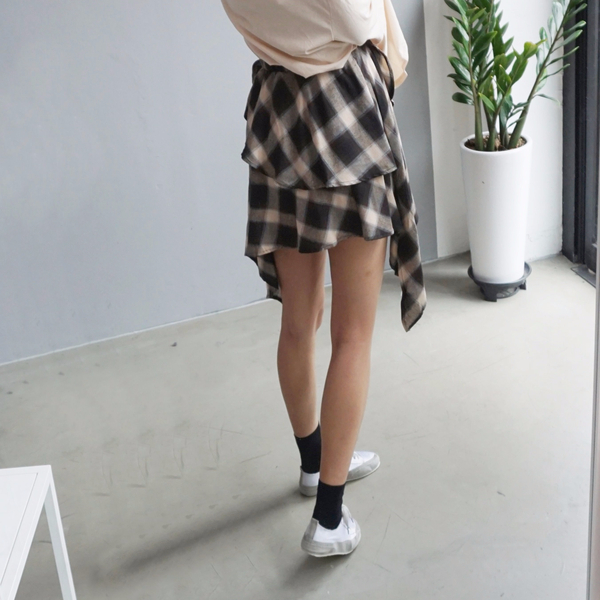 Gingham Checked Bands Uncut Canker Ruffle Mini Ski