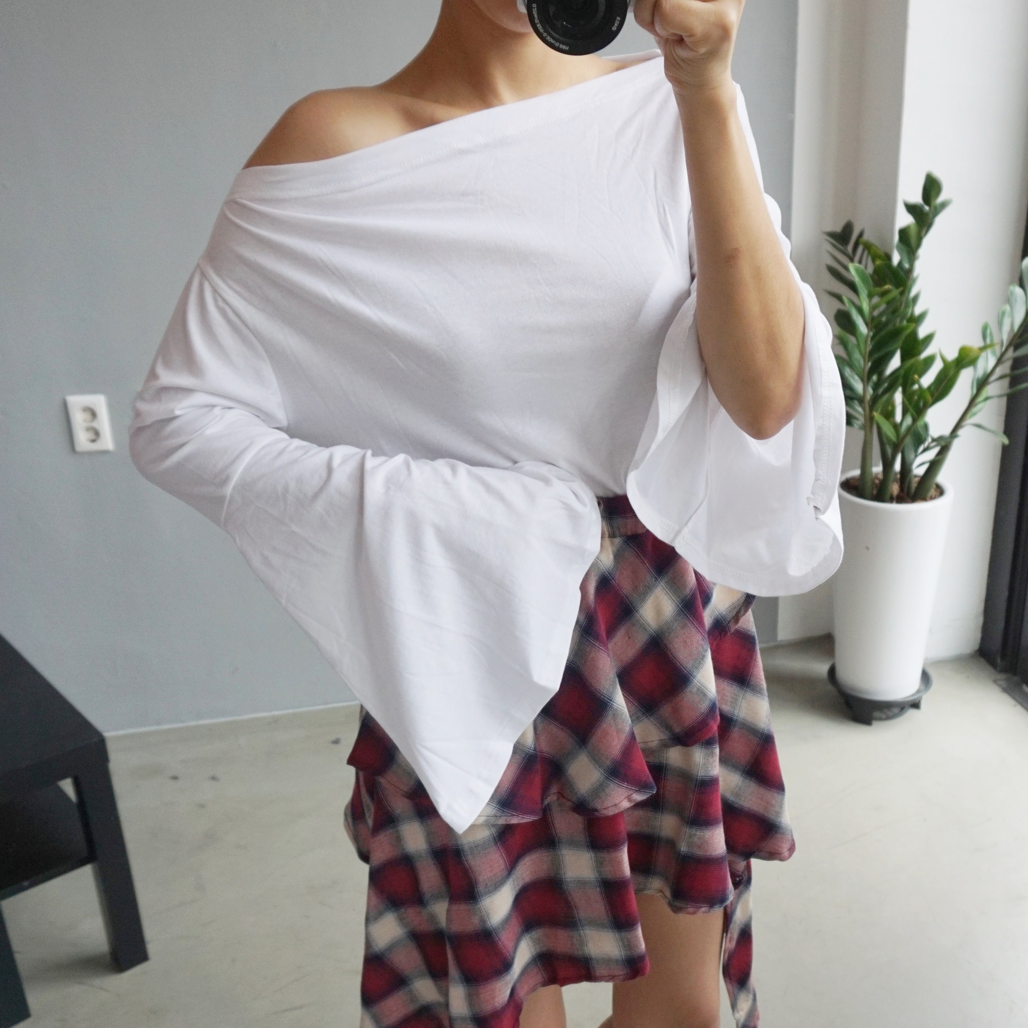 Gingham Checked Bands Uncut Canker Ruffle Mini Ski