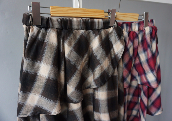 Gingham Checked Bands Uncut Canker Ruffle Mini Ski