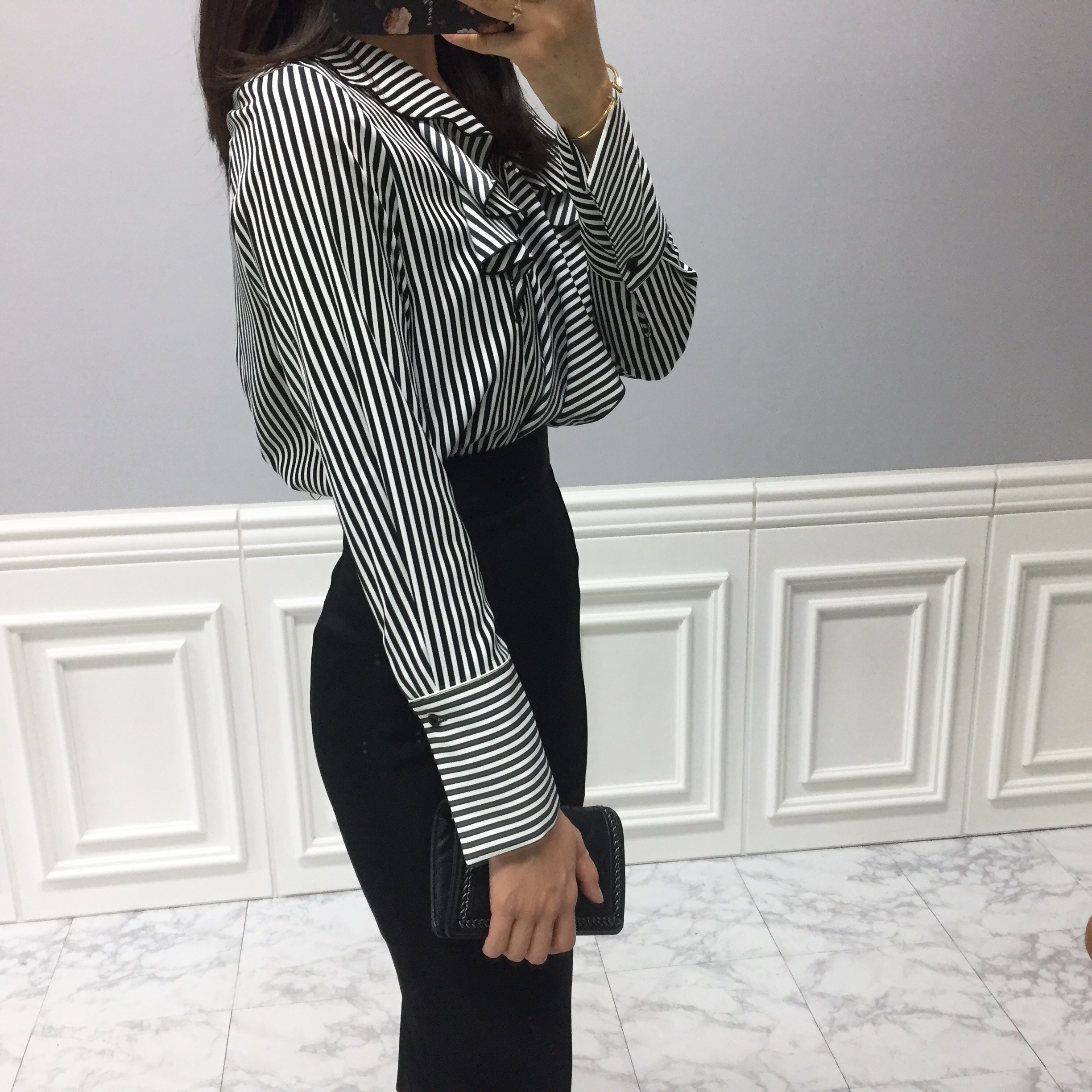 NEW FASHION LADY GIRL Blouse Striped Frill Blouse