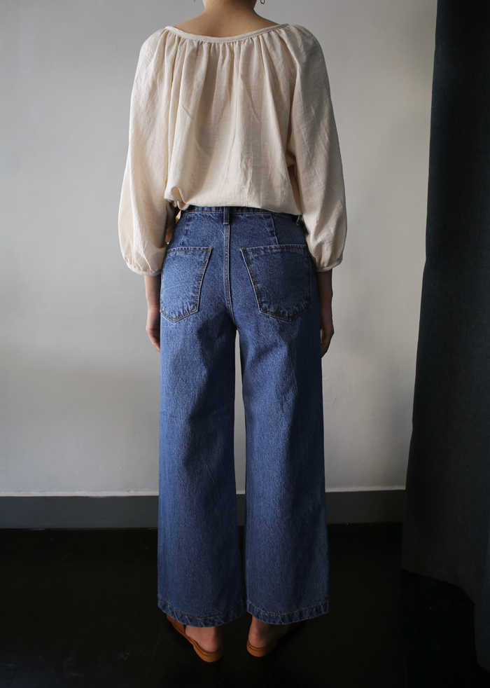 Women Jeans Pants High waisted fits wide denim pan