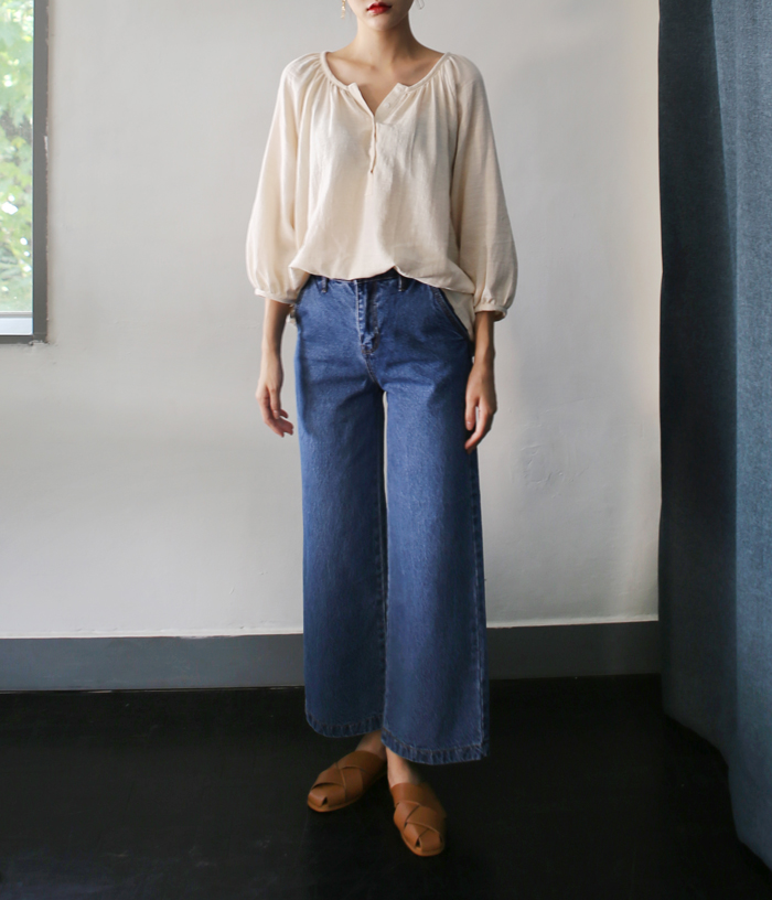 Women Jeans Pants High waisted fits wide denim pan