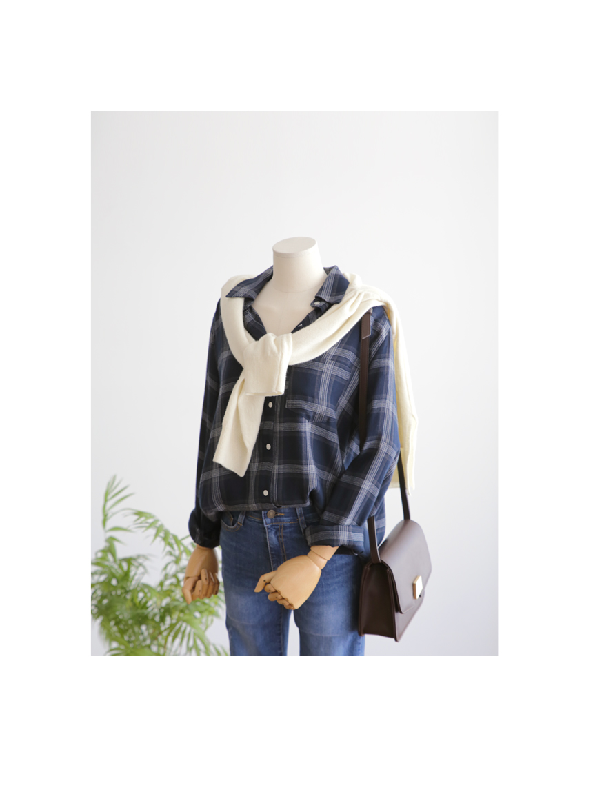 NEW FASHION LADY GIRL Blouse Loose Puffer Check So