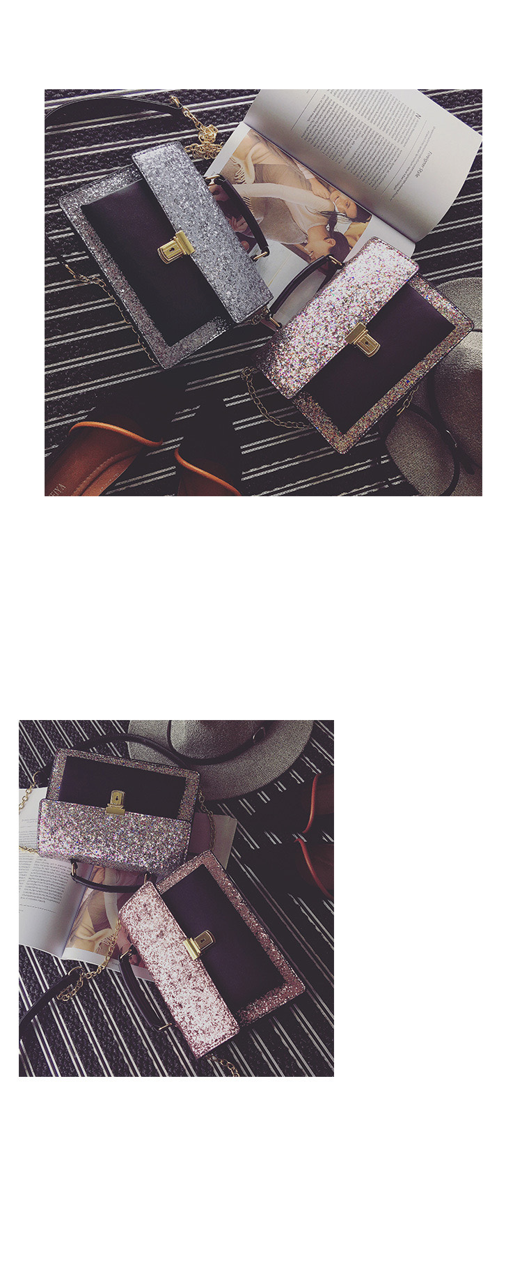 New Glitter Cross Chain Mini Back Women Bags Women