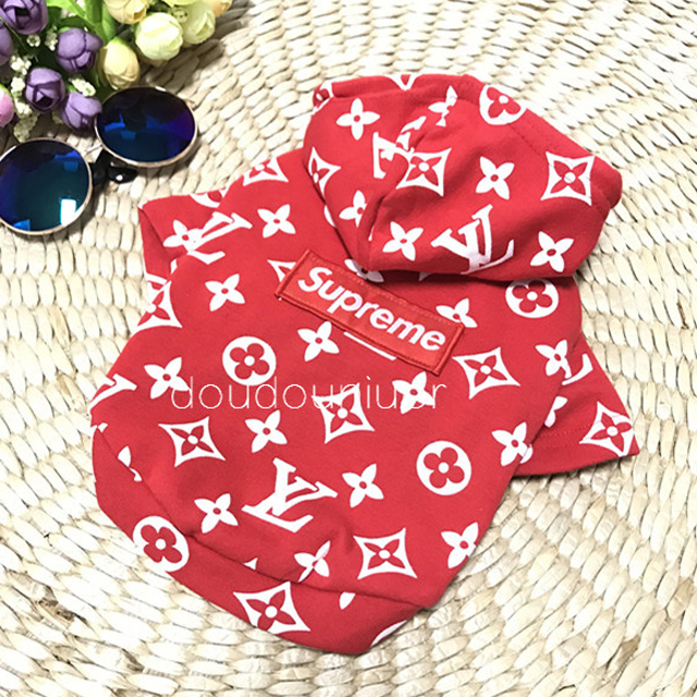 NEW DOG FASHION Supreme Patch Louis V O Premium Do