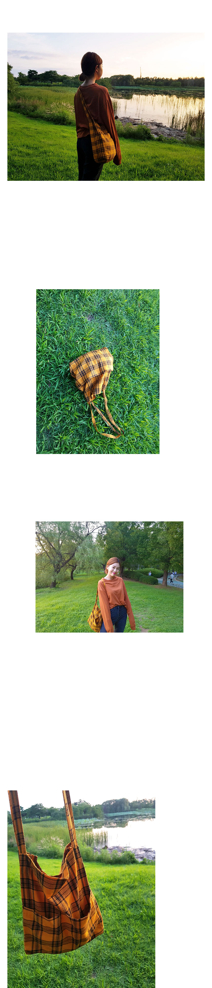 NEW ECO BAG Two-pocket check Eco-bag Student look 