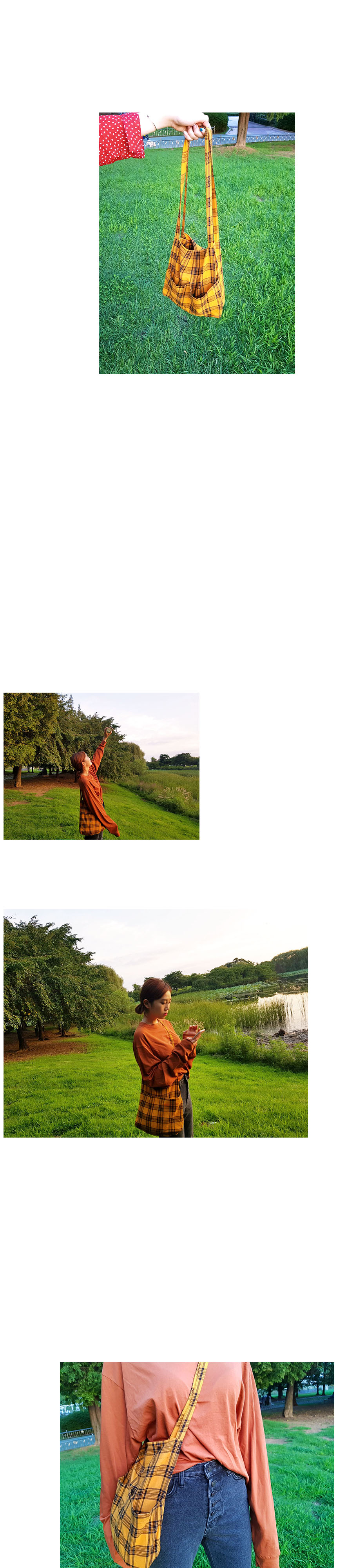 NEW ECO BAG Two-pocket check Eco-bag Student look 