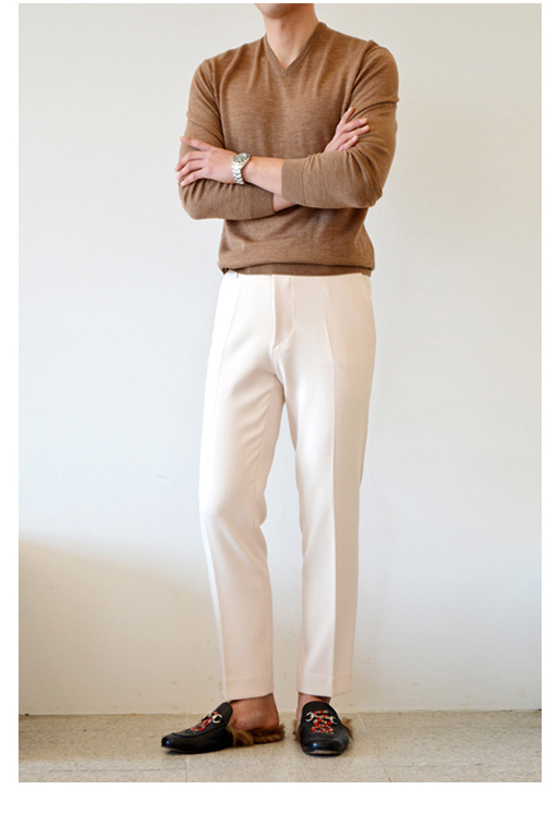 New Men's Pants Men's Viscose Wool Beige Sle