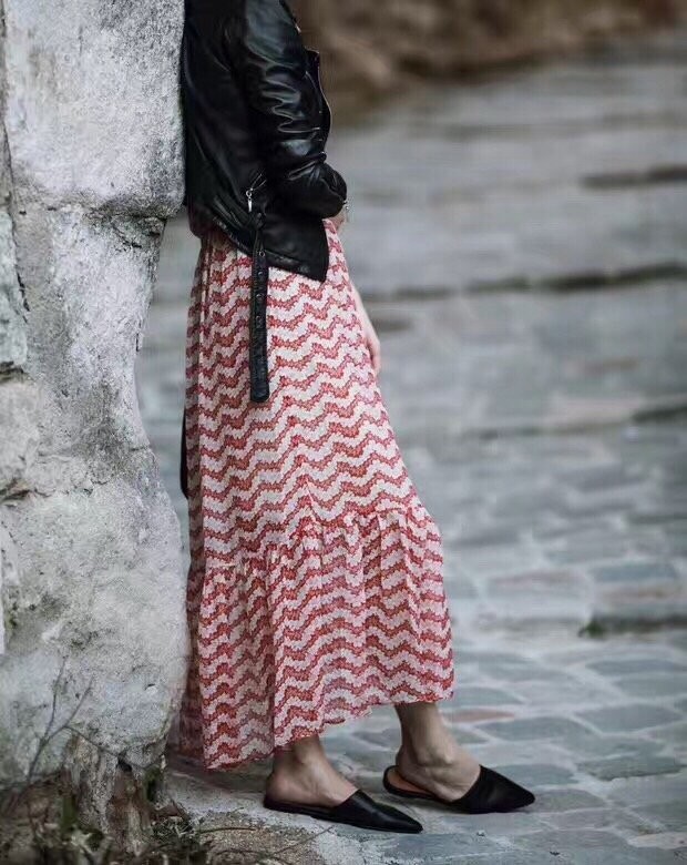 Long-sleeved casual cute style chiffon long dress 