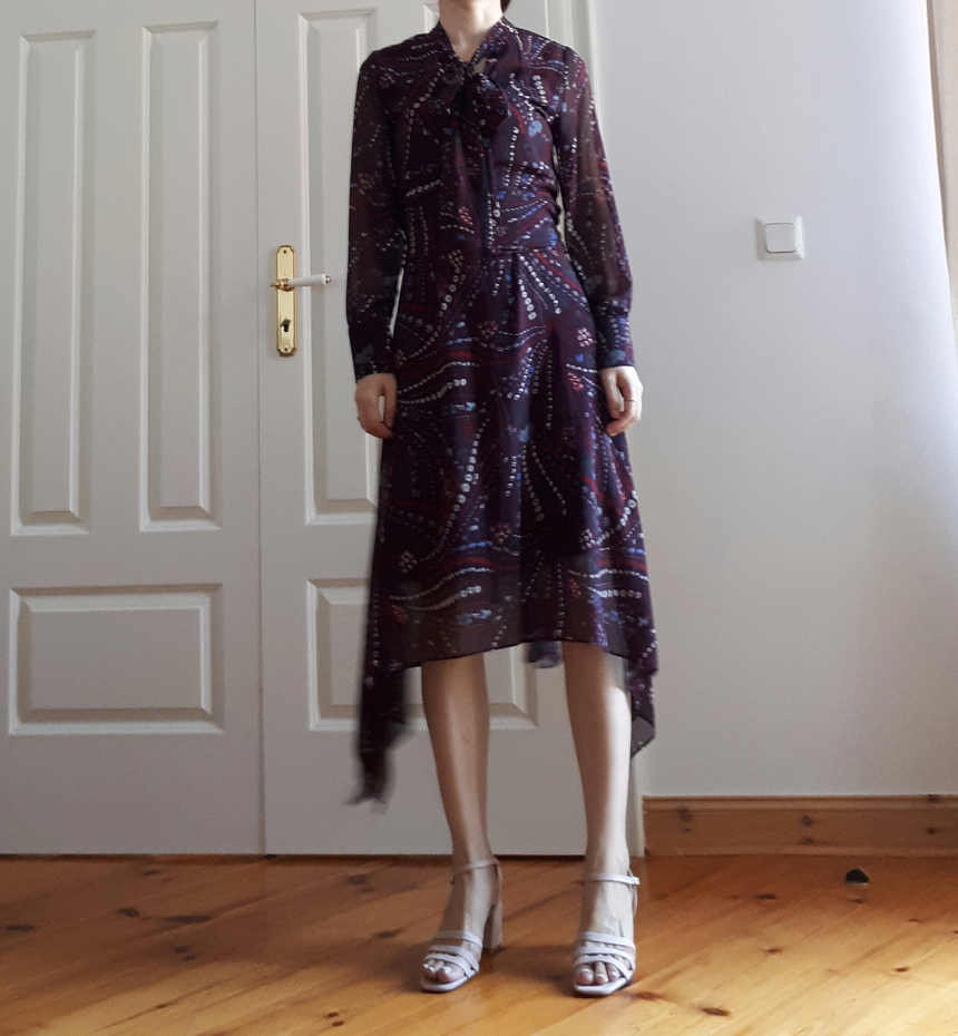 Ribbon tie pattern Unblended Long Dress Black, Lon