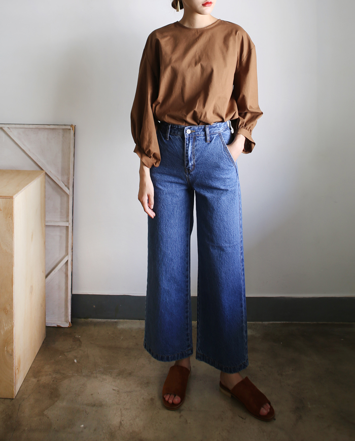 Women Jeans Pants High waisted fits wide denim pan