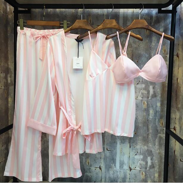 New Female Sprite Homewear Pajamas Set Silk Pants 