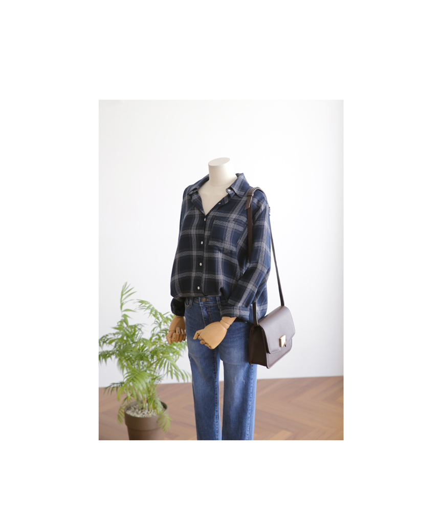 NEW FASHION LADY GIRL Blouse Loose Puffer Check So