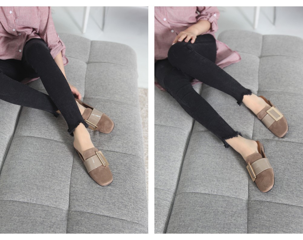 New color buckle blouse 2.5cm suede flat shoes sli