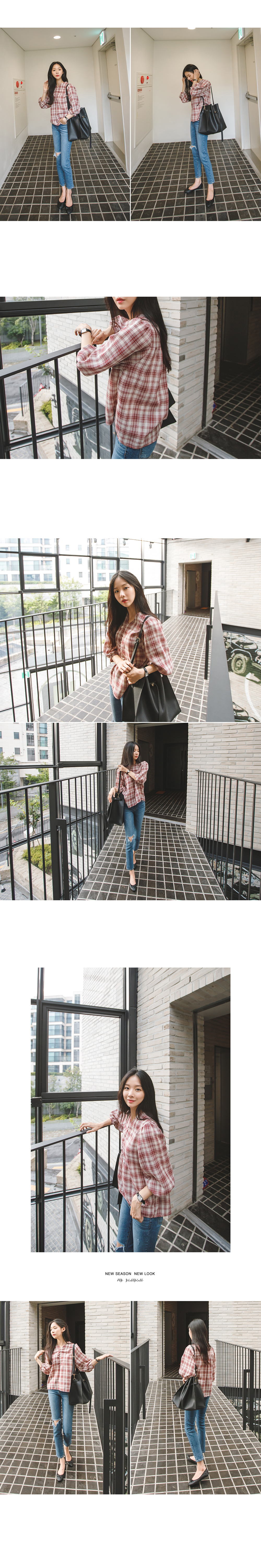 Women Blouses Roskonka check blouse 2colors Daily 