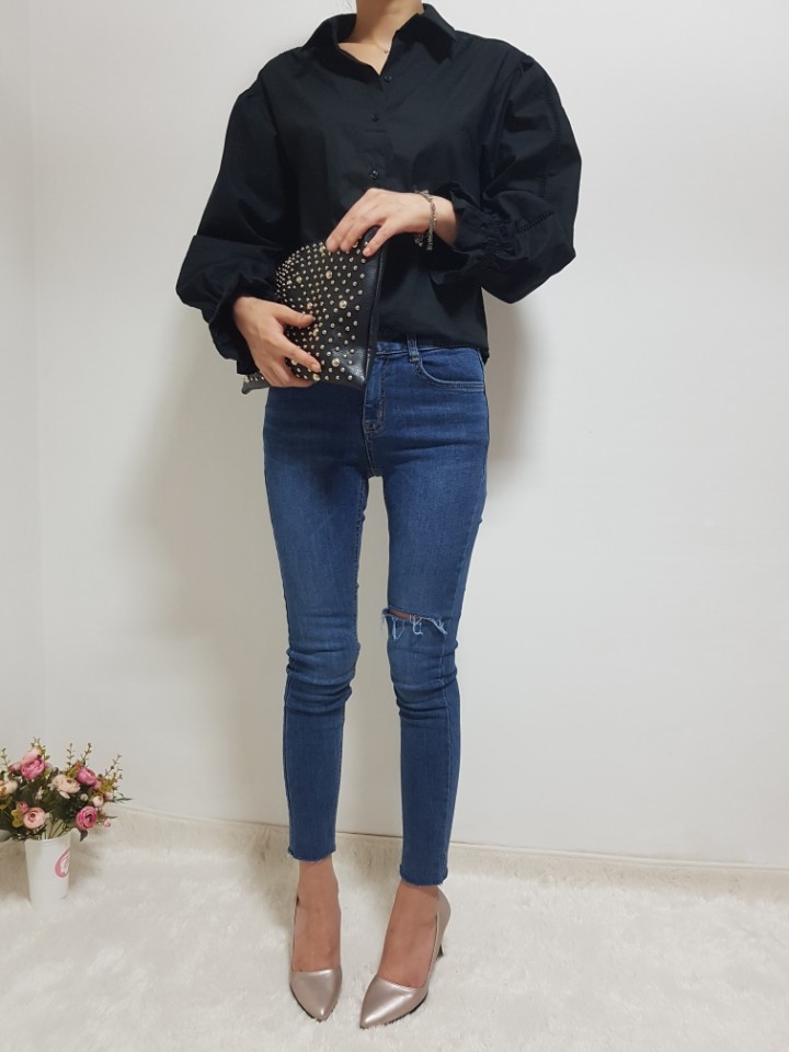 Formal Autumn Shirt Balloon Sleeved Blouse 20's