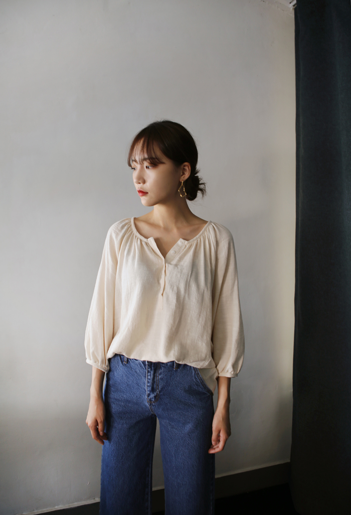 NEW FASHION LADY GIRL Blouse Loose Piece Shirring 