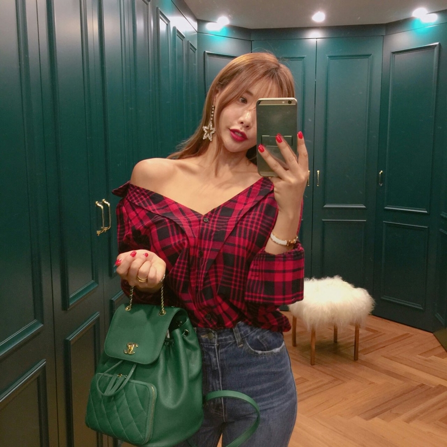 Women Blouses Check Check-Off Shoulder Shirt Blous