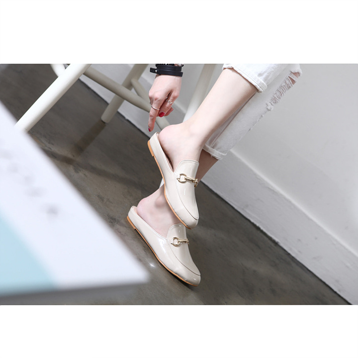 New Gold Chain Blossom Flat Mule Slippers Women