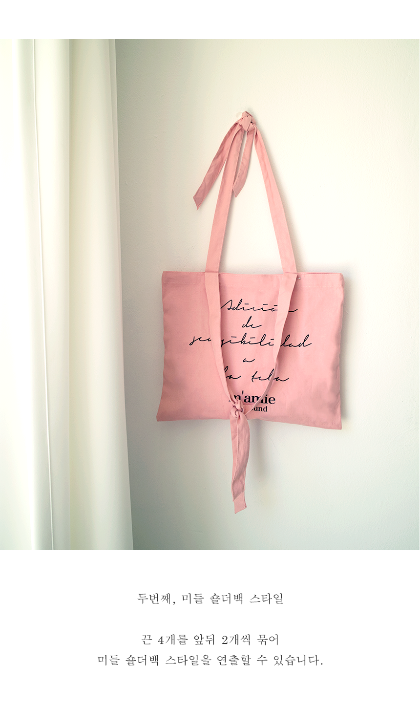 NEW ECO BAG Lettering Ribbon Canvas Eco Bag 2color