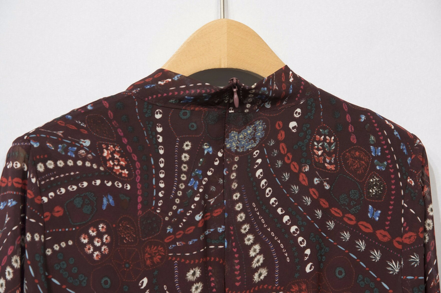 Ribbon tie pattern Unblended Long Dress Black, Lon