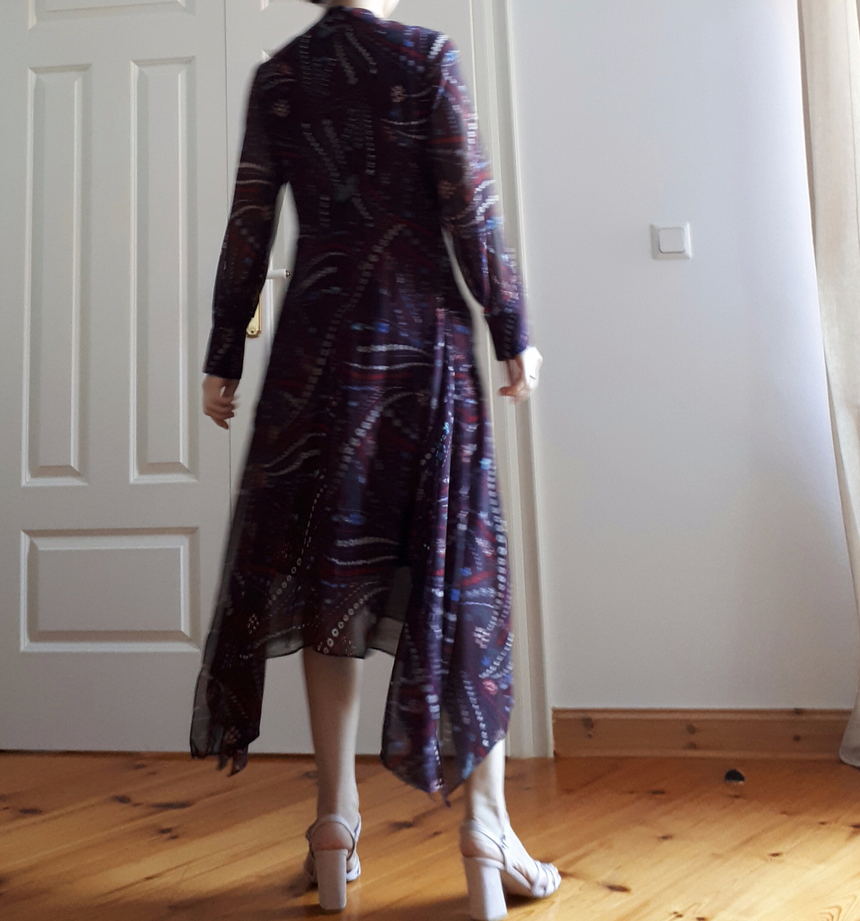 Ribbon tie pattern Unblended Long Dress Black, Lon