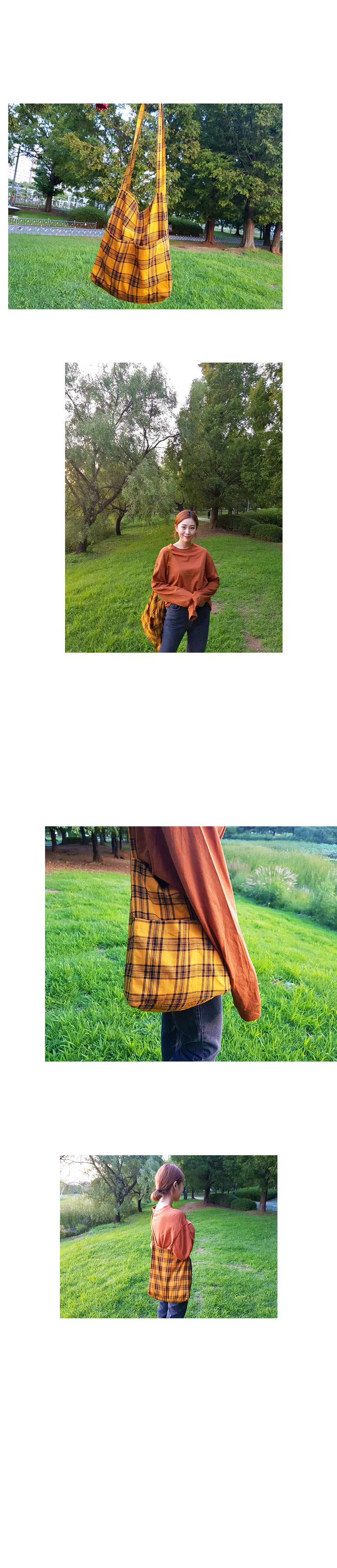 NEW ECO BAG Two-pocket check Eco-bag Student look 