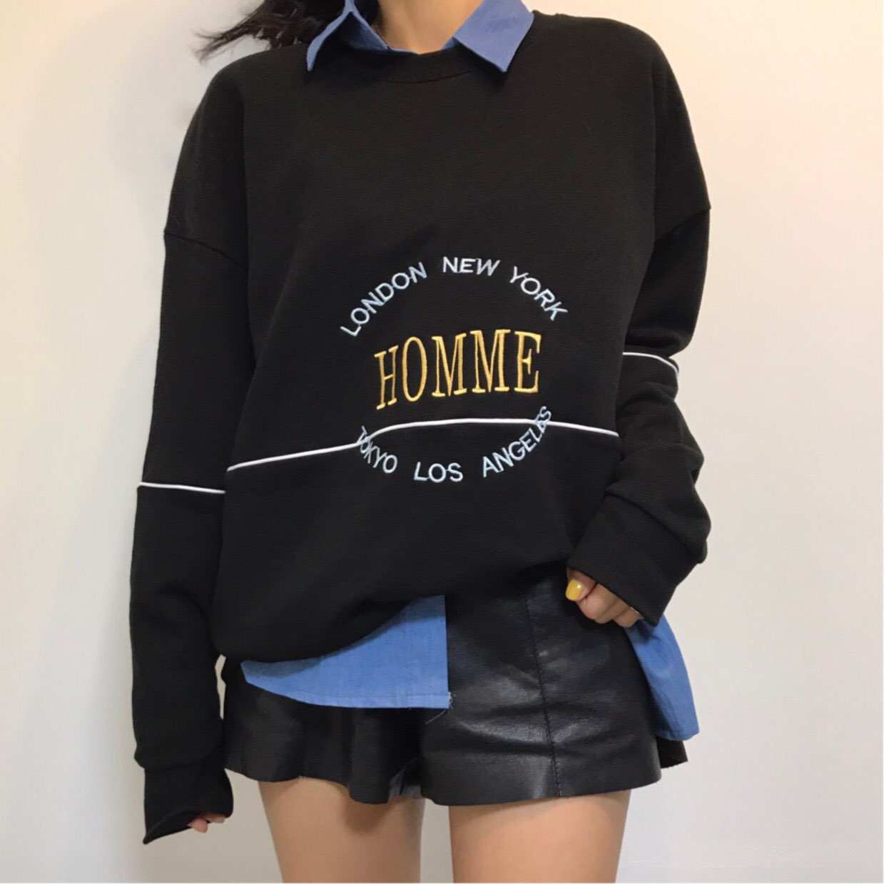 Women Short Pants Leather shorts banding 2color Te