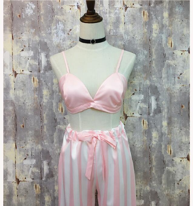 New Female Sprite Homewear Pajamas Set Silk Pants 