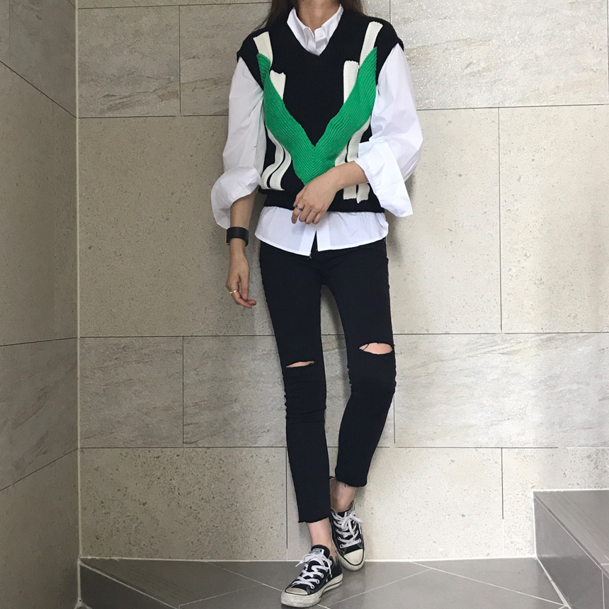 Women Jeans Pants Hem Cutting Knife Black Jean Gir